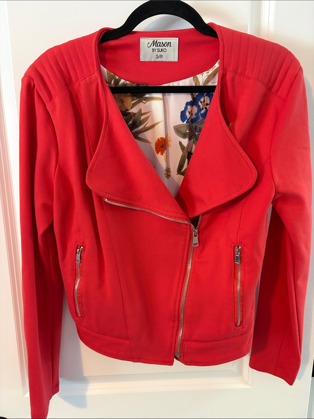 Mason by Suko Women's coral Red Moto-Style Jacket